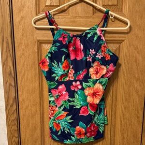 Floral Halter swim Top - Navy and Multicolor